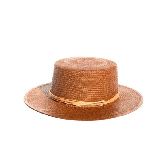 Elegancia Tropical Cordobes Spanish Style Ladies Genuine Panama Hat Caramel Sz M - Picture 1 of 8